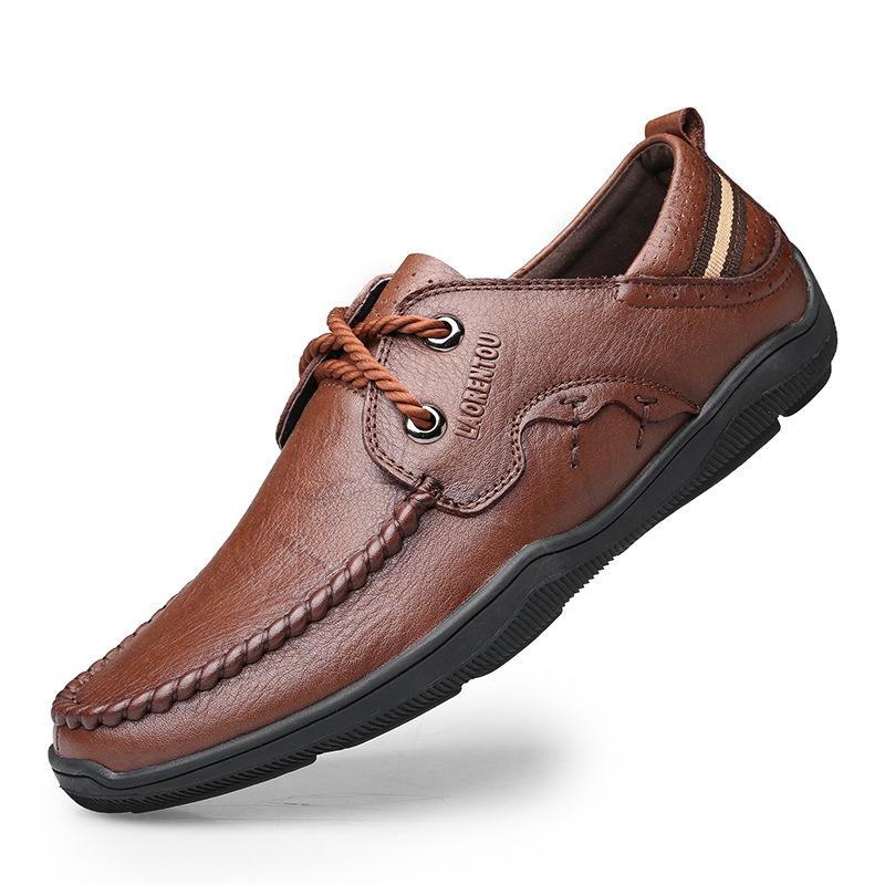 

Old man s head new men s shoes spring and autumn leather shoes men s leisure sports soft leather men s round head shoes men 44