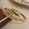 New Hollowout Flowers Rhinestones Stainless Steel Cuff Bracelet for Women Men Y2K Gold-plated Waterproof Charms Jewelry Gifts