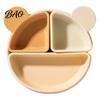 Easy Clean Baby Plate Silicone Suction for Toddlers, Cute Bear Detachable Divided Dinner Feeding Plate, Anti-slip Base Meal Prep Tray Led Weaning