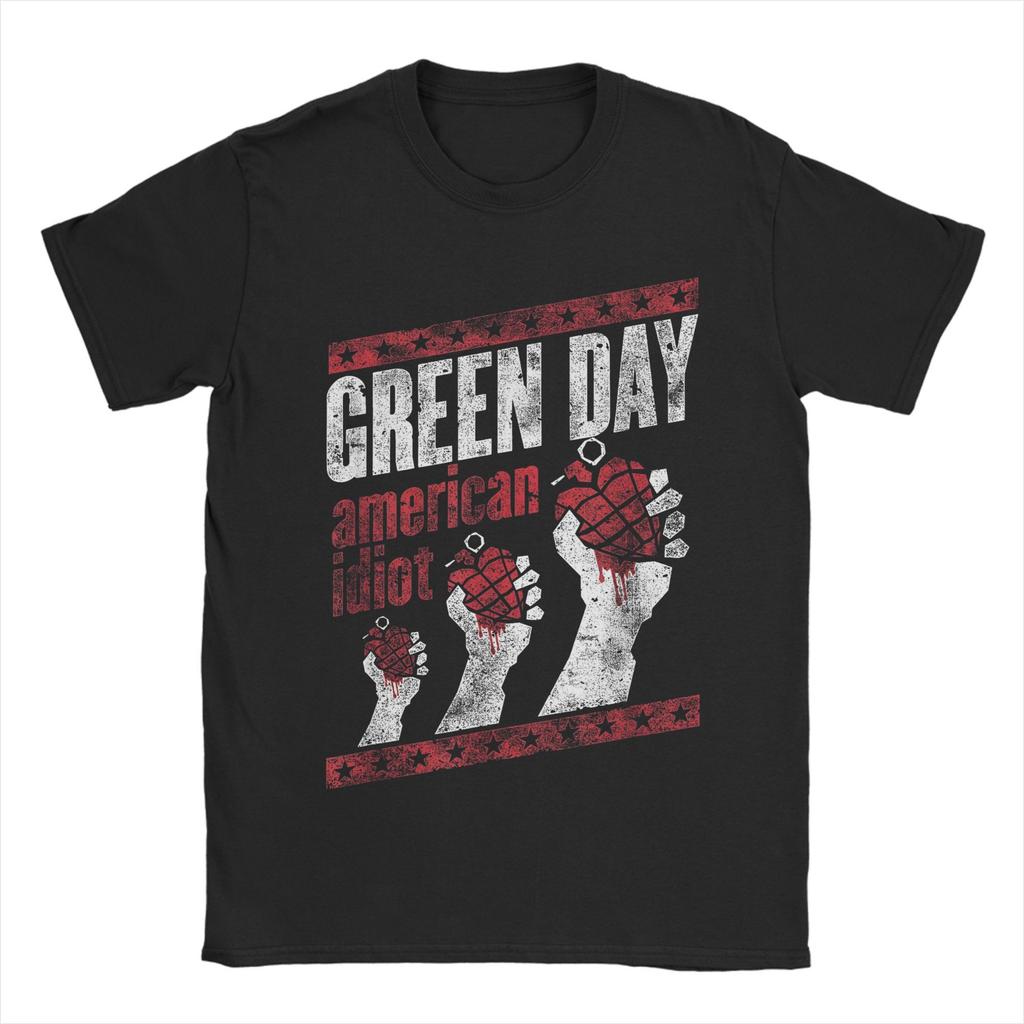 Funny Green Day American Idiot Tshirt Men's Round Neck Short Sleeve Clothes Cotton Summer TopsTops