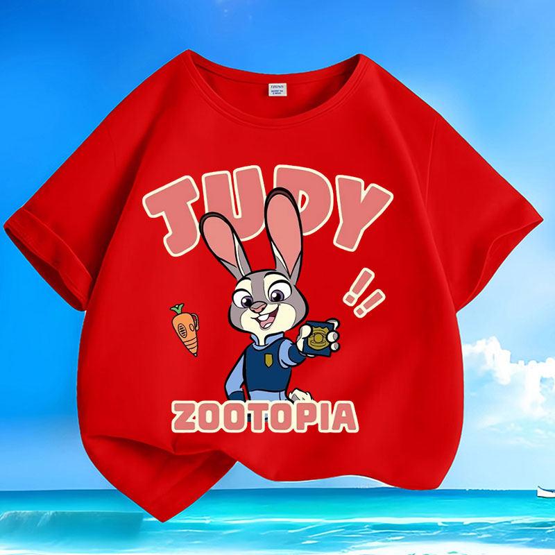 T-shirt per Bambini con Stampa Cartoon Judy Coniglio di Zootopia Indumenti Genitore-Figlio Multicolore Opzionale Abbigliamento Estivo