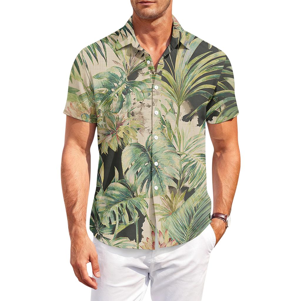 Casual Herenhemd met Korte Mouwen, Losse Pasvorm, met Hawaïaanse Print