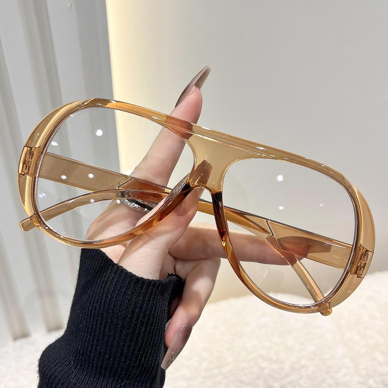 

New Round Pilot Plain Glasses Pc Frame Women Men Circular Oval Eyewear Blocking Optical Spectacle Eyeglasses for Male Female