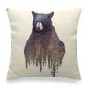 Funny Wild Animals Pattern Decor Cushion Cover 45x45cm Bear Eagle Fox Printed Linen Pillow Cover Home Decor Pillowcase for Couch