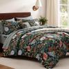 Green Botanical Floral King Comforter Set - 7-Piece Bedding Ensemble with Flower Print for King Bed