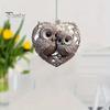 Uggla Prydnad Kärlek Hjärtform Par Uggla Hängande Dekoration 2D Akryl Julgransprydnad för Alla hjärtans dag Heminredning