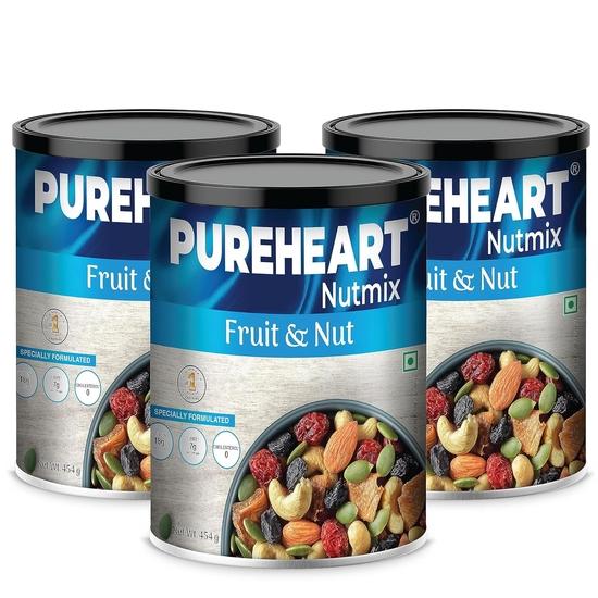 

Pureheart Nutmix Fruit & Nuts (454 gm, Pack of 3) Natural Premium Mix Nuts (Cashews, Almonds, Raisins, Cranberries) Delicious & Crunchy Dry Fruits