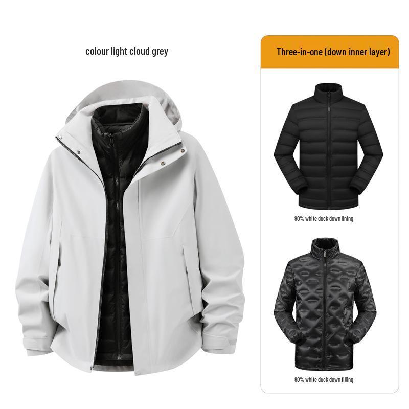 Stone Style Waterproof Shell Jacket with Down Layer and Custom Logo Print