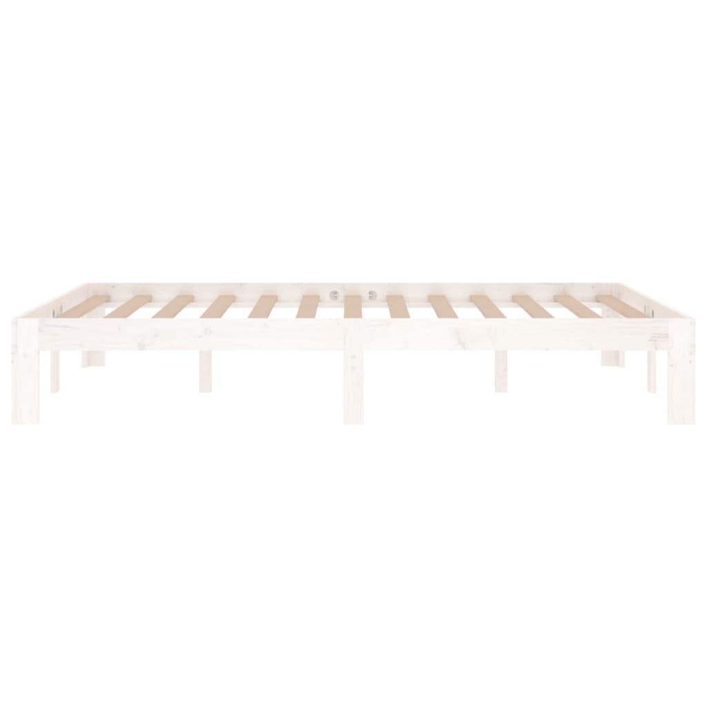 Solid Wood Bed White 120 X 190 Cm