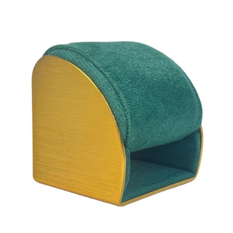 Plush Bracelet and Watch Display Stand Modern Plush Watch Bracelet Stand Holder Gold Metal Base Jewelry Display Rack зелёный