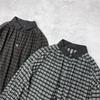 Johnature Japanese-style Color-blocked Collared Plaid Button-down Dress Spring Autumn Dresses