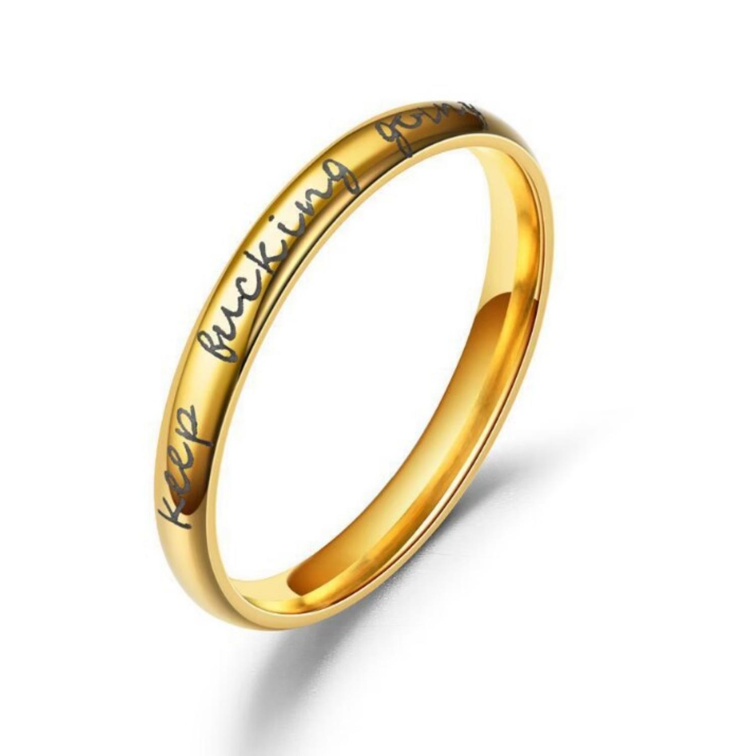 

Вдохновляющее кольцо из нержавеющей стали «Keep Fucking Going» Модные простые украшения для рук 8 золотой