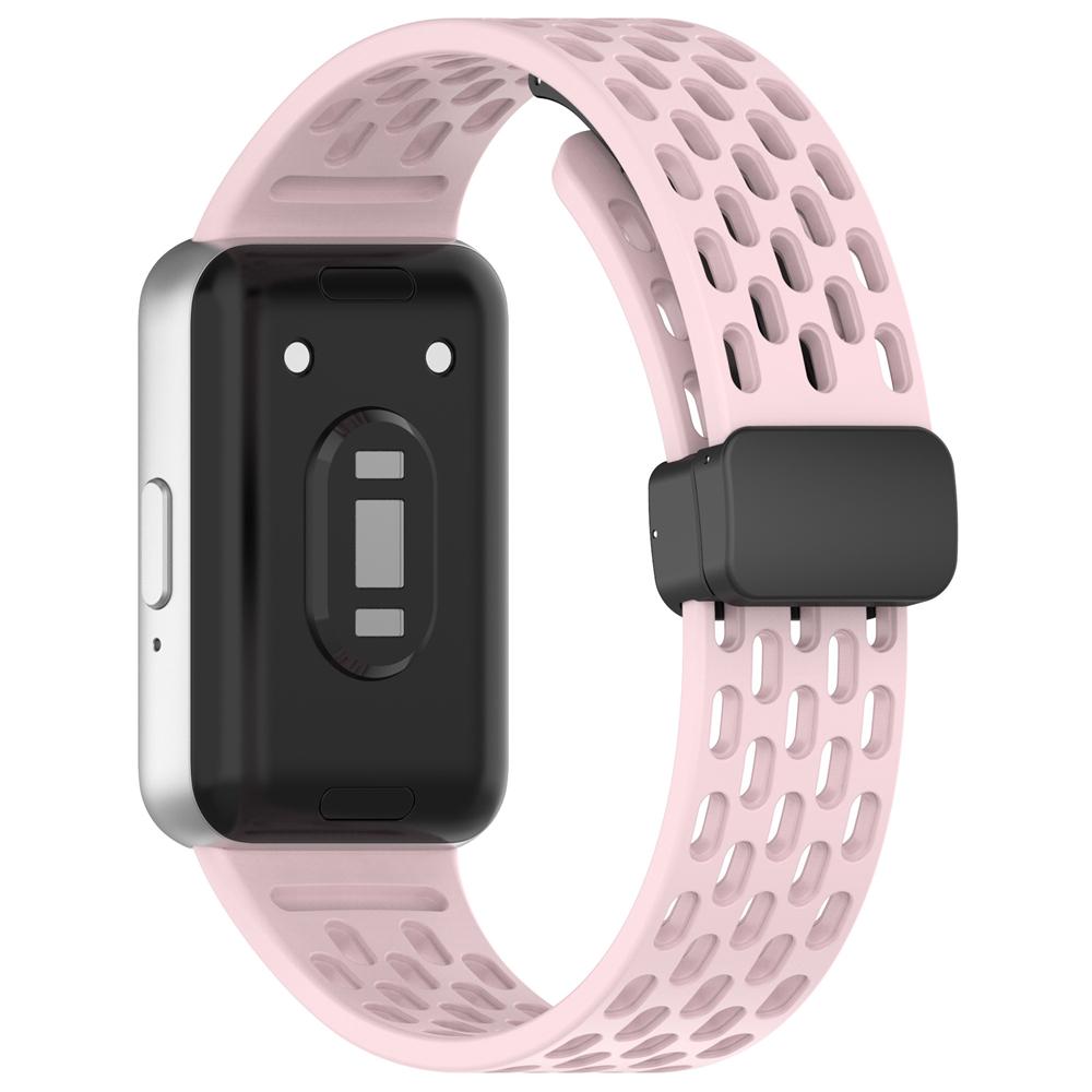 

Силіконовий ремінець для Samsung Galaxy Fit 3 Спортивний Порожнистий Дихаючий Ремінець Магнітна пряжка Браслет на зап ястя Для Samsung Galaxy Fit 3 Браслет Samsung Galaxy Fit 3 рожевий