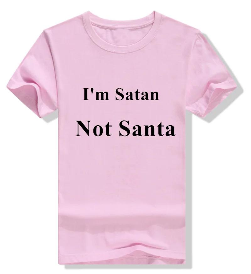 I'm Satan Not Santa Letter Print Women T Shirt Short Sleeve O Neck Loose Women Tshirt Ladies Tee Shirt Tops Camisetas Mujer
