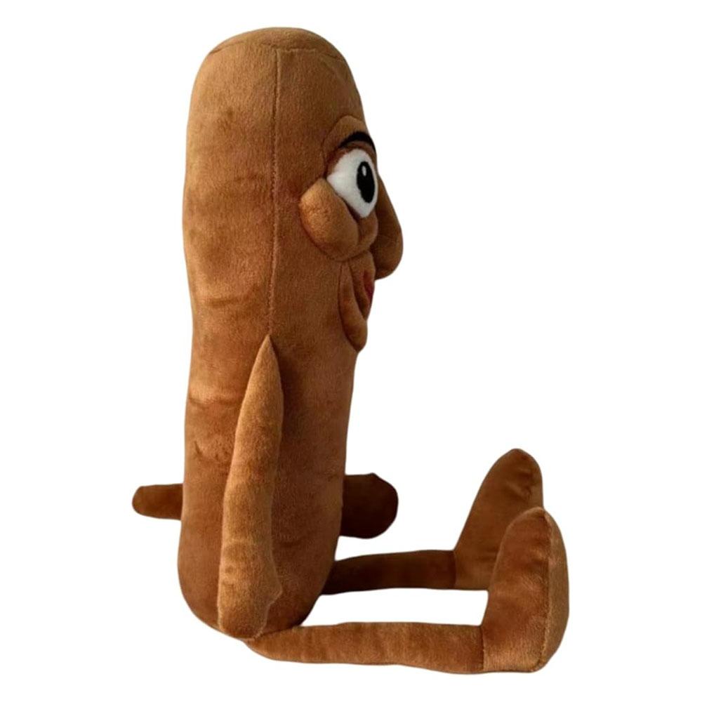 Goofy Plush Buddy with Wiggle Eyes - Quirky Brown Sausage Doll with Amusing Facial Expression, Perfect Desk Companion for Office