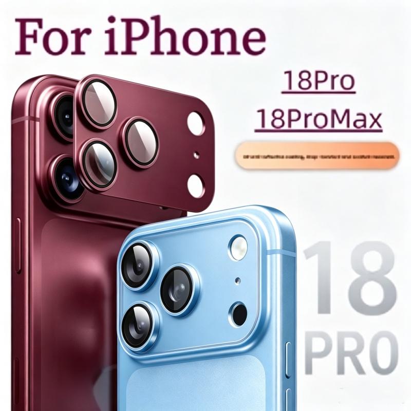 3/2/1 Pcs Frosted Metal Glass Protective Dark Cherry Blue For iPhone 18 Pro Max 18 Pro Camera Lens Protector Easy Installation 4