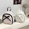 Fashion Bow Women's Backpacks Cute Pink Sweet Bow Print Handbag Shoulder Bag Trendy Commuting Bag Student Schoolbag Gift