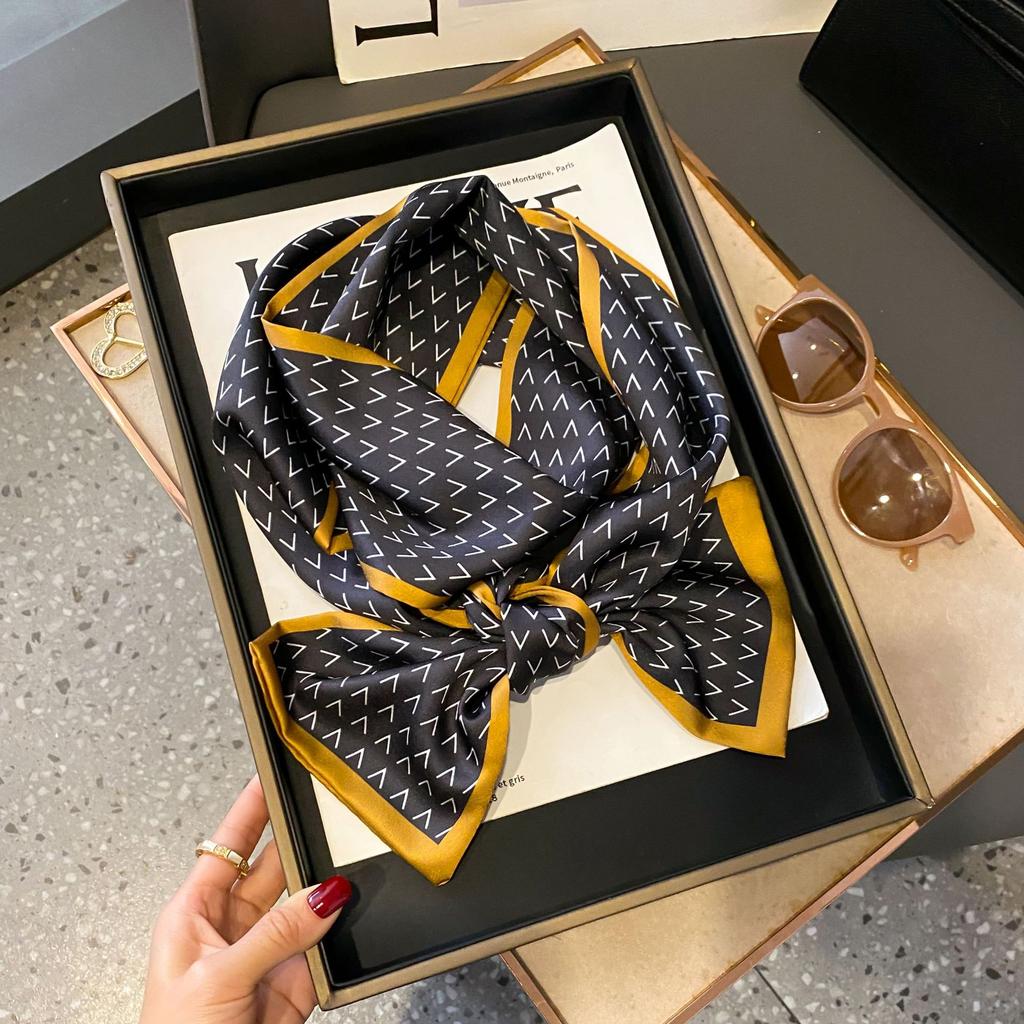 Long small silk scarf spring and summer new with shirt streamer multi-functional belt hair tie high-end printed scarf