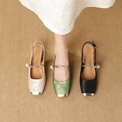 New Bag Head Thick Heel Sandals Women's Summer Outer Wear Summer New Retro Square Head Shallow Mouth Mary Jane Sandals