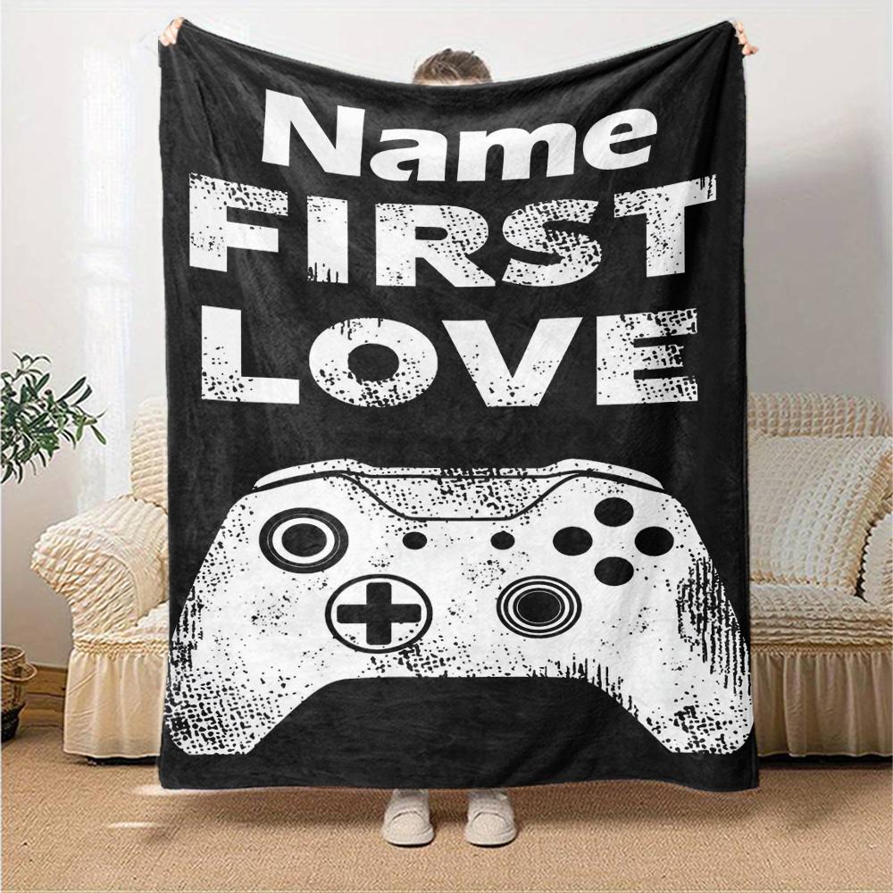 Custom Name Game Controller Theme Printed Blanket - Perfect for Couch, Bed, Travel & Outdoor Use | Machine Washable, Cozy & Durable.