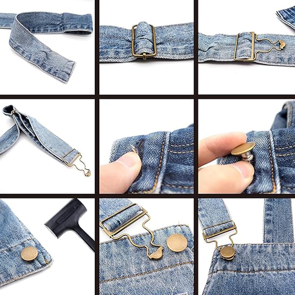 5 Sets Overalls Buckles Metal Suspender Replacement with Adjustable Slide Buckle for Jeans Suspender  Pants DIY Sewing Supplies