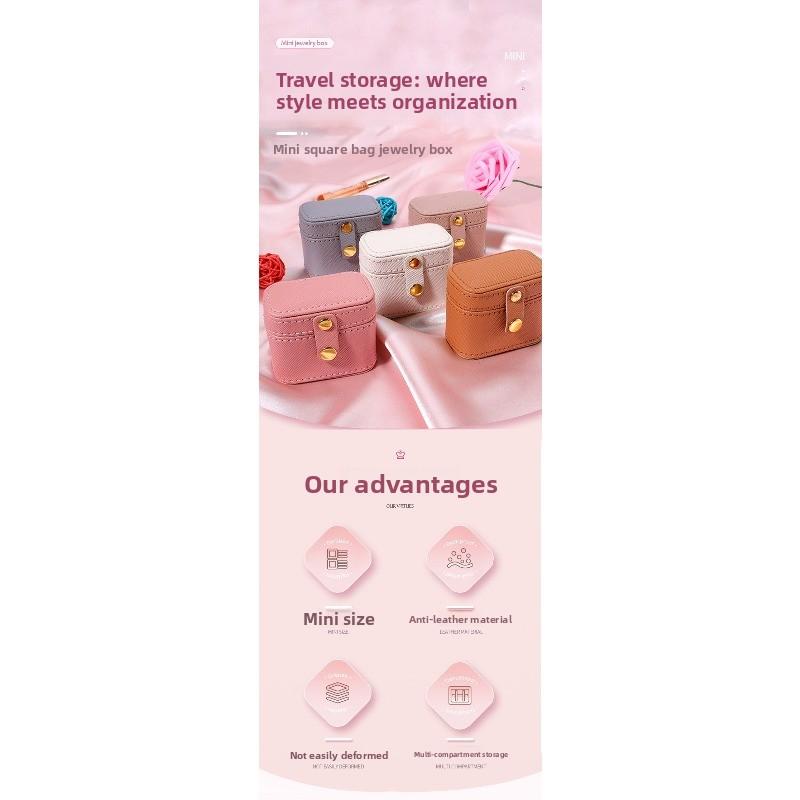 Jewelry box - portable travel minimalist mini jewelry organizer for earrings, studs, and rings