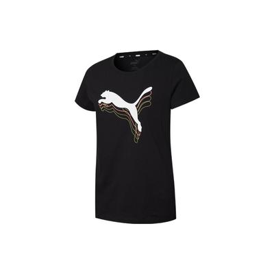 Logo Crew Neck Short Sleeve T-Shirt Women Tops Black 845612-56