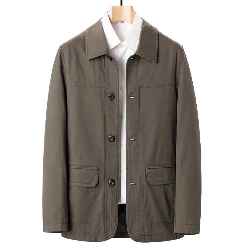 Men's Cotton Jackets Fashion Simple Spring Autumn Loose Lapel Button-Up Coats Men Business Casual Tops