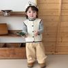 Baby Autumn Set, Baby And Toddler Contrasting Color Knitted Vest Plus Turtleneck Inner Plus Versatile Casual Pants Three-Piece Set