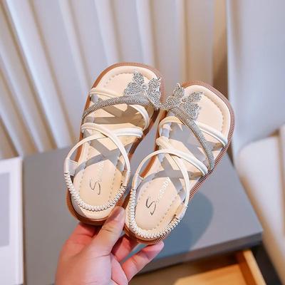 Kids Sandal Sweet Rhinestone Butterfly Sandals for Pretty Girls Fashion Versatile Children Princess Hollow-out Flat Beach Shoes