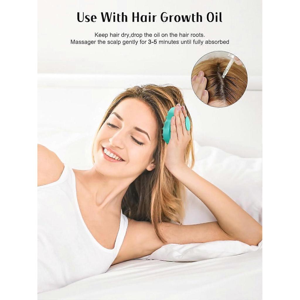 (Green & Black) Hair Scalp Massager Shampoo Brush 2 Pack, Soft Silicone Bristles to Remove Dandruff, Waterproof Hair Scrubber for Both Wet Dry Hair, S