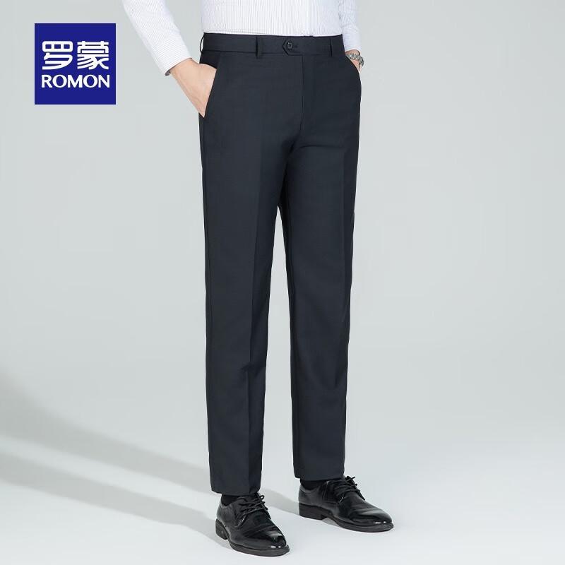 ROMON Men's Business Casual Straight-Leg Trousers