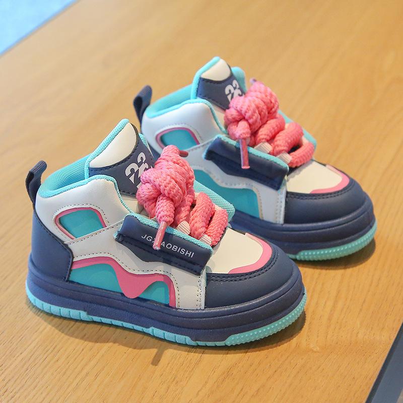 Kindersportschuhe 2025 Frühling und Herbst Jungen Freizeitschuhe High-Top Mädchen Brotschuhe Dopamin Baby Papa Schuhe