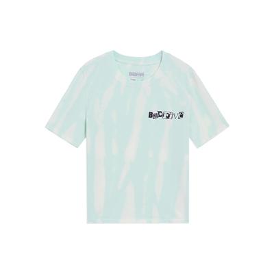 Li Ning Contrast Five Series Color Block Letter Print Slim Fit Short Sleeve T-Shirt Women Tops Green Tie-Dye AHSS424-1