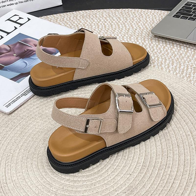 Spring Summer Girls Soft Wooden Slippers One-piece Strap Flip Flops Trendy Beach Korean Style Double Ring Sandals
