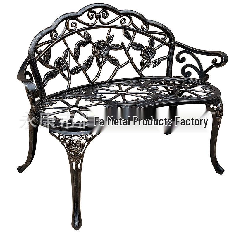 Three-Piece Wrought Iron & Cast Aluminum Outdoor Furniture Set for Balcony, Patio, or Villa Garden