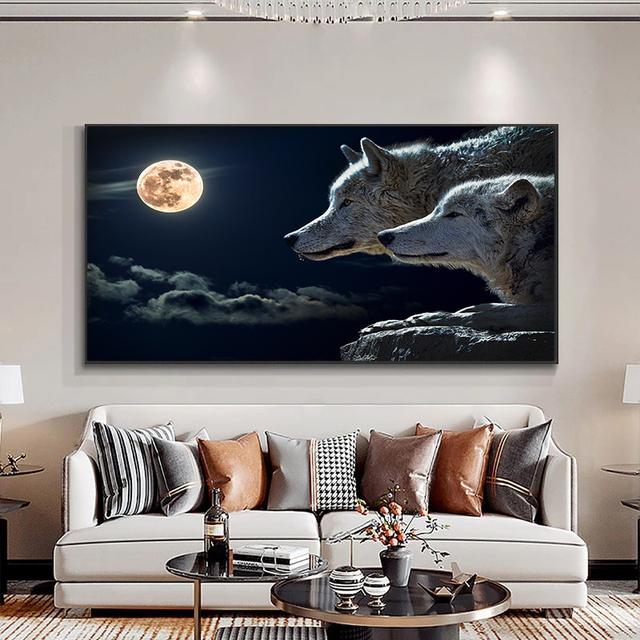 Animal alb-negru Tigru sălbatic, leu, vulpe, pictură în ulei, afiș, imagine de perete, decorarea casei