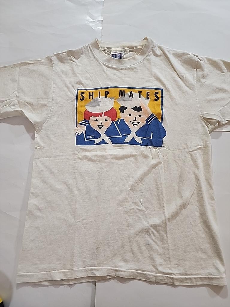 Vintage 90s Ship Mates Sailor Graphic Lg T-Shirt Sport Made In USA Navy Nautica Unisex T-Shirt