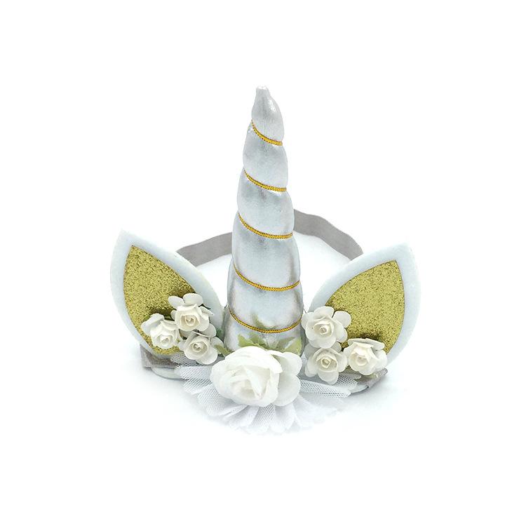 Unicorn Birthday Headband for Kids with Golden Horn