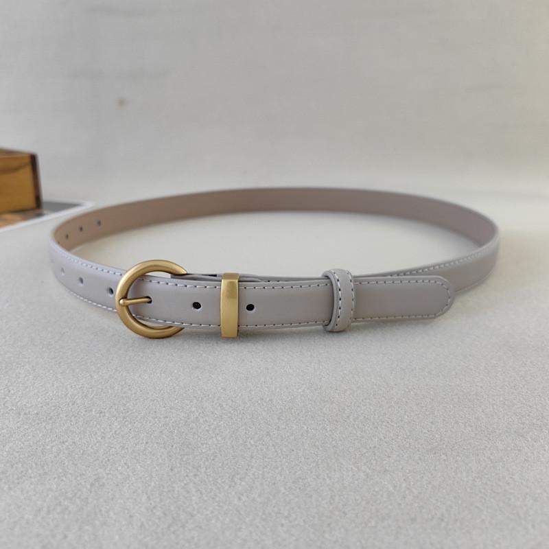 Simple Faux Leather Belt For Women With Goldtone Buckle And Vintage Style