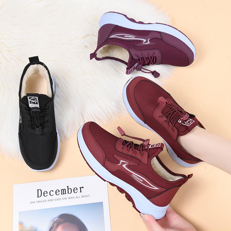 Baskets d'hiver pour femmes Chaudes Antidérapantes Confortables à Lacets Bottes en Coton 2025 Vêtements d'Extérieur Résistantes à l'Usure Légères Bottes de Neige