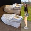 HC5861-1 Små tykksålede innvendig høydeøkning allsidige loafers damesko vår ny rhinestone casual boardsko