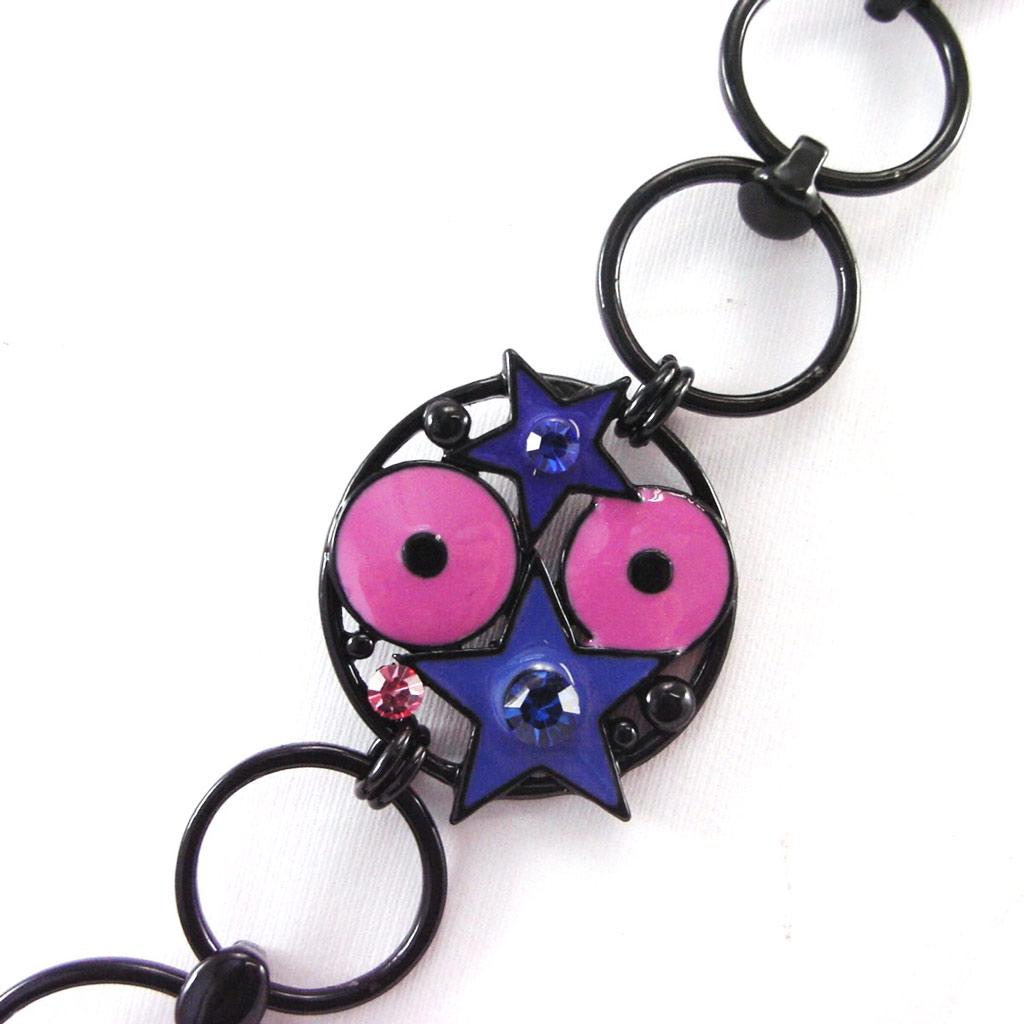 NOA [G5993] - Designer Long Necklace 'Arlequin' Blue Pink
