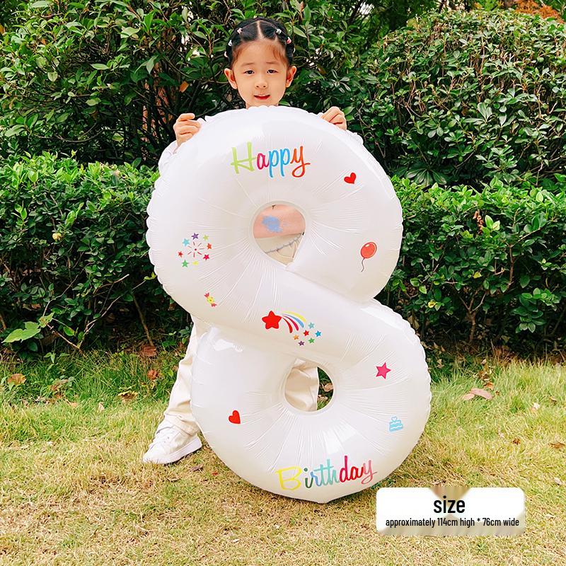 White Number Balloons for Kids' First Birthday Party Decorations
