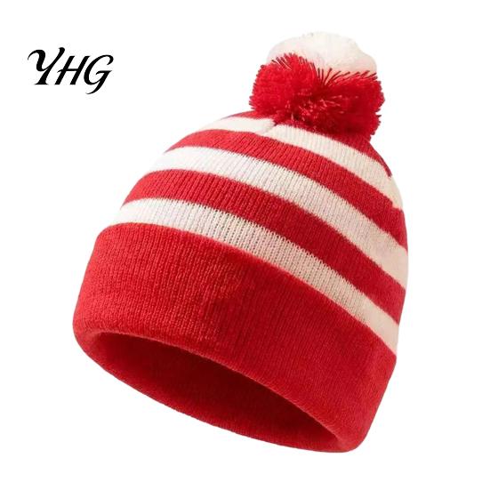 Stretchy Knitted Winter Cap Women Christmas Elf Hat, Cozy Knit Hat with Pom Stylish for Girls Pom, Warm Skull Outdoor Cold Weather