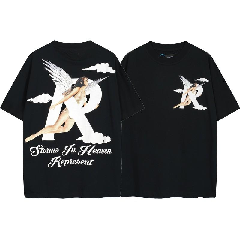American Vintage High Street T-Shirt Cartoon Print Loose Fit Short Sleeve Men Women Teens