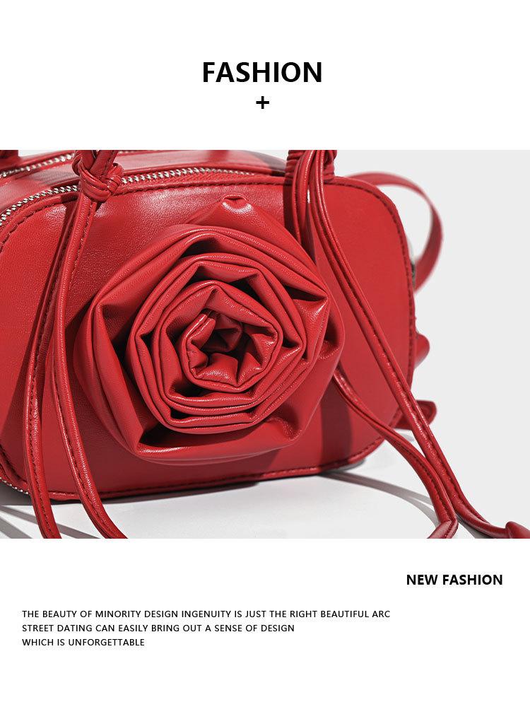 2025 Dames 3D Roos Handtas: Modieuze Veelzijdige Crossbody- & Schoudertas