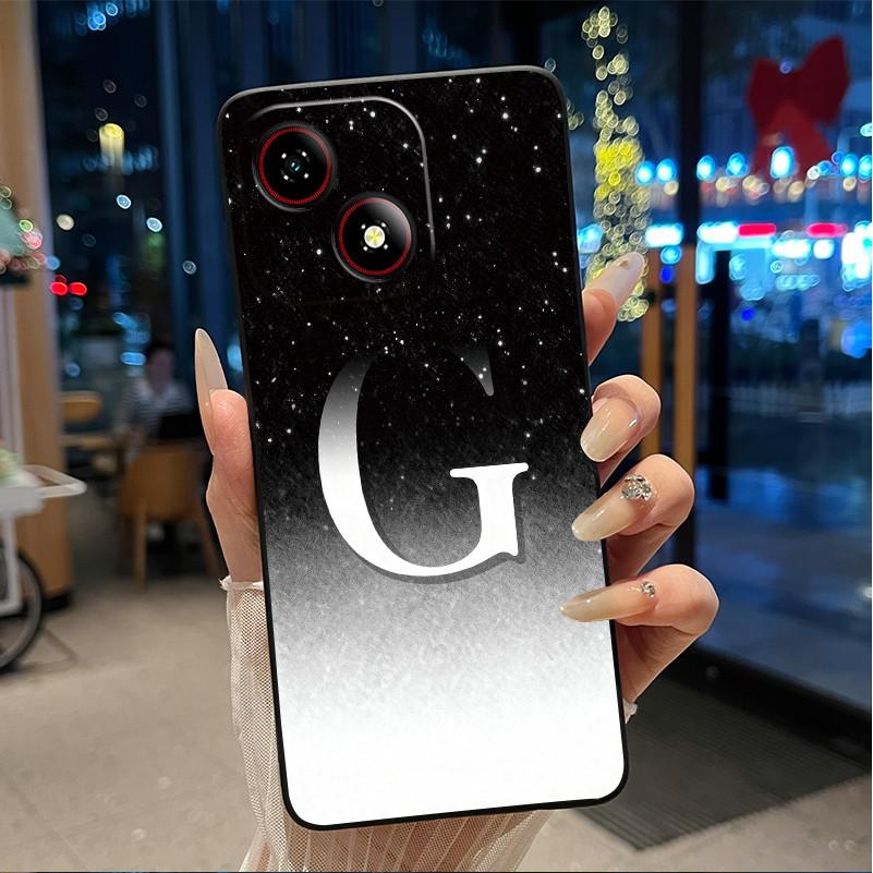 Beautiful Bright Color Couple Phone Case For ZTE Blade A35E Anti-scratch Soft Lucky Initial A-Z Letter Pattern Shell
