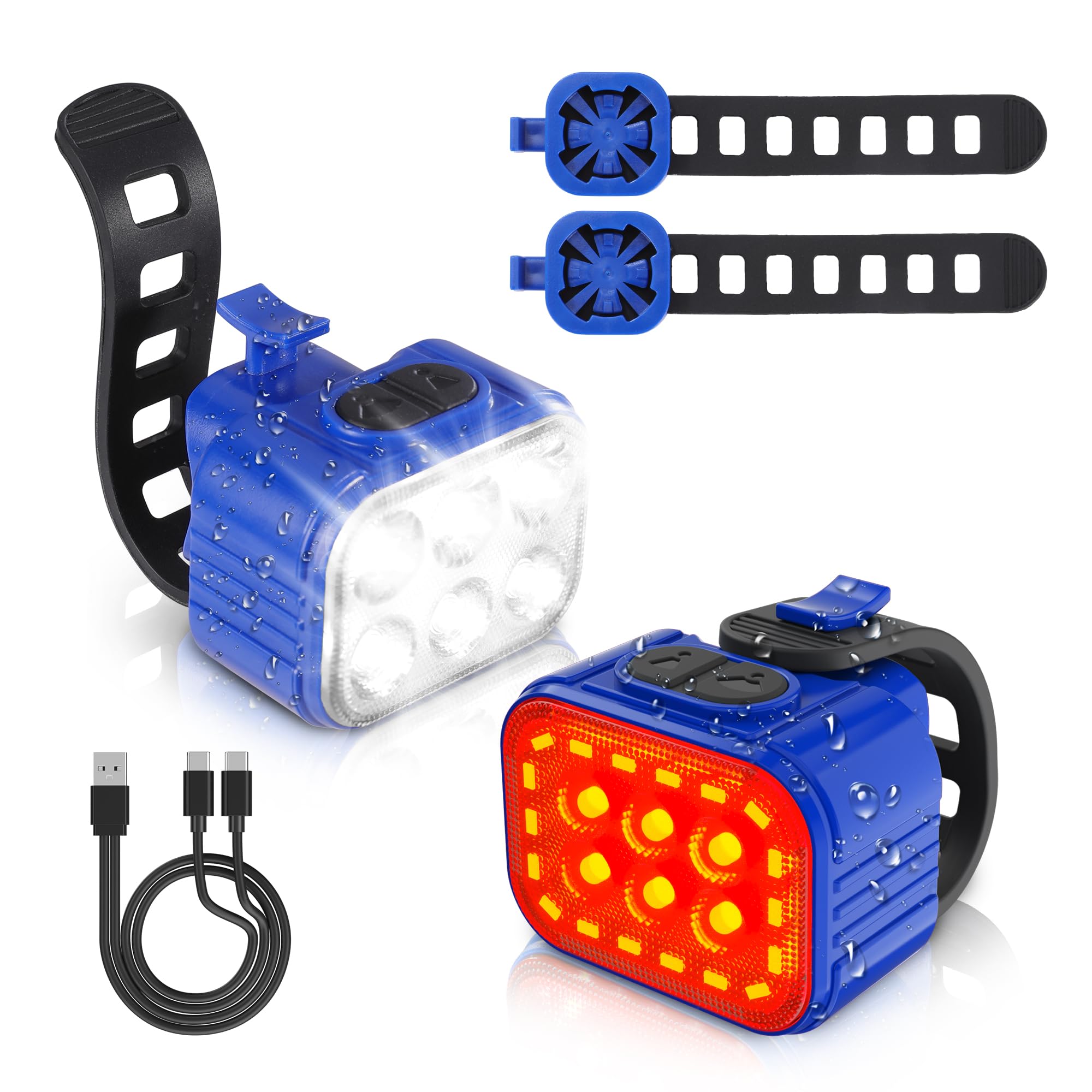 

WORKPRO Bicycle Light Set Rechargeable Bike Light IP65 Waterproof Bike Light for Night Bicycle Headlight and Taillight Blue [8+13 Modes] Set, синий