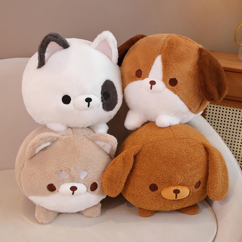 1pc 30/40cm Cute Round Teddy Dog Shiba Inu Bulldog Beagle Plush Toys Cartoon Dog Sofa Cushion Throw Pillow Xmas Gift